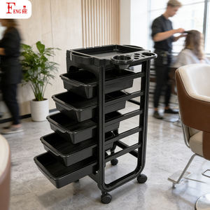 Xe đẩy cắt tóc bằng nhựa đen hiện đại W-x101 5 ngăn kéo có tay cầm dành cho tiệm cắt tóc - Product Image 1