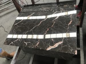 Azulejo de mármol marrón con vetas doradas y blancas - Product Image 5