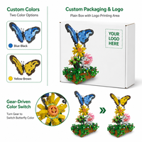 Ensemble de blocs de construction personnalisés OEM DIY Jardin Papillon, fleurs à engrenages et changement de couleur, jouets éducatifs pour enfants, vente en gros 66164