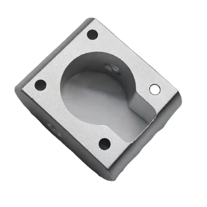 Custom CNC Milled <b>Sandblasted</b> Silver Aluminum Square Flange Base Large Semi-Circular Inner Cavity Four Countersink Hole Motor Mo - Product Image 3