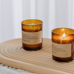 Etiqueta personalizada, tarro cilíndrico marrón, decoración, velas aromáticas, vela perfumada de vidrio de meditación fragante con tapa - Product Image 1