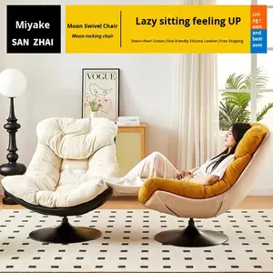 Noordse Licht Luxe Relaxfauteuil Enkelzit Sofa Stoel Siliconenhoes Spons Zijde Katoen Vulling Woonkamer Balkon Draaibaar 2025 - Product Image 3