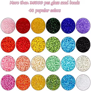 35000 piezas de cuentas de vidrio de 2 mm, 250 piezas de cuentas con letras del alfabeto, para manualidades con rollos de cordón elástico, dijes y anillos - Product Image 2