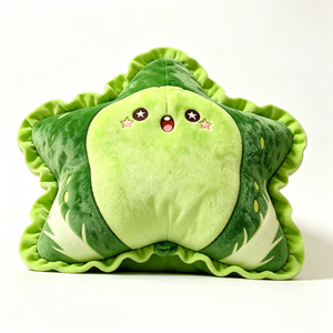 Almohada de peluche de repollo personalizable, cojín de repollo con forma de estrella, almohada decorativa de repollo verde con forma de estrella, estilo cottagecore vegetal - Product Image 3