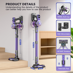 Teendow 6 en 1 puissant <span class=keywords><strong>aspirateur</strong></span> vertical sans sac pour sols durs nettoyeur de tapis pour animaux de compagnie à usage domestique - Product Image 3