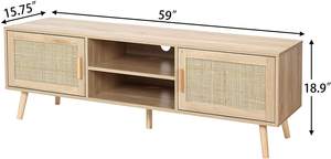 <span class=keywords><strong>Meuble</strong></span> TV moderne en rotin, centre de divertissement de luxe en bois avec tiroirs de rangement pour décoration de salon bohème - Product Image 6