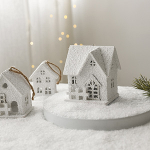 Ornamento dell'albero di natale festa festa festa piccola casa bianca ciondolo per decorazioni - Product Image 3
