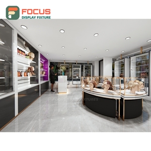 Vitrina expositora de pelucas independiente con estantes de vidrio, puerta con cerradura y múltiples cajones para exhibir cabello humano - Product Image 3