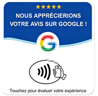 Carte NFC Google Review en français, Carte NFC Google Review en espagnol, Carte NFC Google Review