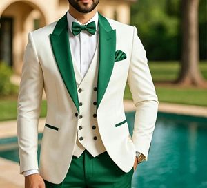 Nouveau <span class=keywords><strong>Costume</strong></span> <span class=keywords><strong>Homme</strong></span> <span class=keywords><strong>3</strong></span> <span class=keywords><strong>Pièces</strong></span> Ivoire Bourgogne Coupe Slim Blazer Gilet Pantalon Tenue de Mariage Tuxedo pour Marié Costumes de Soirée d'Affaires pour Hommes - Product Image 4