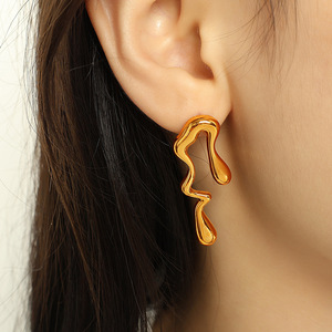 Pendientes colgantes geométricos con forma de gota de aleación de zinc, oro y plata, joyería de moda para fiesta EH390 - Product Image 3