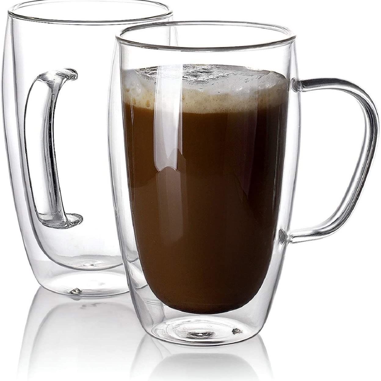 Insulated Coffee Mug with Handle Glass Coffee Cup