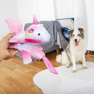 Juguete de Peluche de Unicornio Rosa de Lujo, Juguete de Peluche Elástico y Chillón para Perros, Muñeco para Jugar a Tirar de la Cuerda, Estilo de Dibujos Animados - Product Image 6