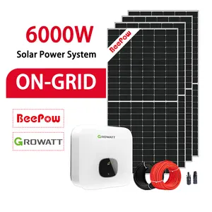 Beepow 3 Phase Eu Stock 6kw Sistemas solares para el hogar Certificado Ce completo Sistema de energía solar en la red