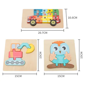 Vroege Educatief Speelgoed Montessori Puzzel Dier Auto 3D Puzzel Baby Spel Voor Kinderen Legpuzzels