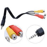 3,5 mm zu RCA AV-Camcorder-Video-Kabel männlich zu 3RCA weiblich schwarz aus PVC vergoldet OPP-Beutel Lager-Audio-Kabel 3,5 mm Dc 30 cm 13 mm