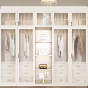 Armoire de style français BALOM Design, armoire ouverte, armoire en verre blanc, armoire de présentation de sacs, meubles de chambre à coucher avec commode - Product Image 1