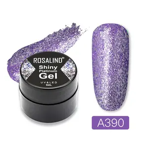 ROSALIND benutzer definierte Logo OEM Nail Art glänzende Platin Glitter Farben Gel politur 5ml semi permanente UV LED Licht Gel mit 24 Farben