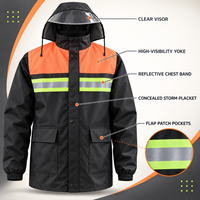 Combinaison de pluie imperméable noire et orange avec capuche transparente, veste et pantalon réfléchissants pour moto, vêtements de pluie pour adultes en plein air