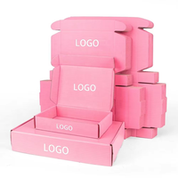 Emballage personnalisé en carton ondulé rose pour cosmétiques, boîte d'expédition postale pour produits de beauté avec logo