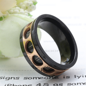 <b>Titanium</b> Steel Rotating Roman Numeral <b>Ring</b> <b>Black</b> Men's Fashion Jewelry Gift 23028 - Product Image 2