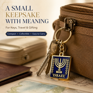 Double Sided Enamel Menorah Keychain Israel Symbol Judaica Souvenir Key <b>Ring</b> Hebrew Letters Key Holder - Product Image 4
