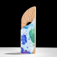 YL-6047 Nuevo Estilo Popular Trofeo de Madera de Haya con Base, Escudo de Premio de Madera con Logotipo Serigrafiado para Regalo de Oficina, Trofeo de Madera y Cristal