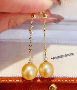 Boucles d'oreilles en perles d'or Nanyang Xinfly 9-10 mm, boucles d'oreilles en perles d'eau de mer, boucles d'oreilles en perles d'or 18 carats impeccables - Product Image 3
