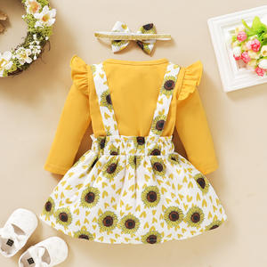 Ropa de Bebé al por Mayor, Hermoso Conjunto de Vestido con Falda y Camisa Estampada para Niños - Product Image 3