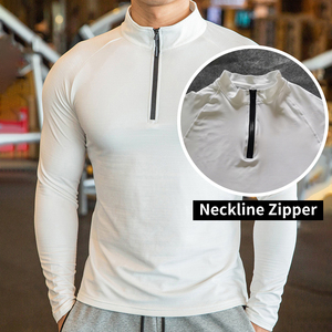 Camisas deportivas con cremallera 1/4 de <span class=keywords><strong>manga</strong></span> <span class=keywords><strong>larga</strong></span> transpirables de secado rápido para <span class=keywords><strong>hombre</strong></span> de alta calidad, ropa deportiva, camisetas ajustadas de <span class=keywords><strong>manga</strong></span> <span class=keywords><strong>larga</strong></span>, ropa deportiva - Product Image 2
