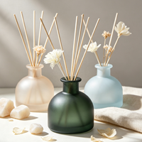 Bouteille diffuseur de parfum en verre rond, vide, noir mat et blanc dépoli, 50ml, 100ml, 150ml, pour diffuseur de roseaux d'ambiance domestique - Vente en gros