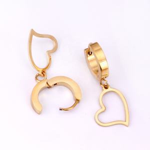 Modernos Pendientes de Aro de Acero Inoxidable con Baño de Oro PVD de 18K, Colgantes con Forma de Corazón Hueco, Joyería para Mujer - Product Image 3