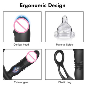 Plug Anale Telescopico con Telecomando e Anello Penieno Vibrante, Massaggiatore Prostatico per Ritardare l'Eiaculazione, <span class=keywords><strong>Vibratore</strong></span> Anale <span class=keywords><strong>Maschile</strong></span> - Product Image 4