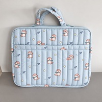 300T Pongee Quilted Padded Laptop Sleeve Case Tahan Air dengan Lapisan Fleece Lembut dan Pegangan Atas untuk Komputer 14 15.6 Inch