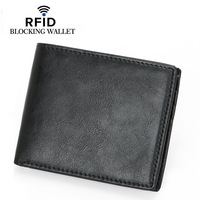 Dompet Kulit Mikrofiber Pria Sederhana Anti-Pencurian RFID Dompet Pendek Tempat Kartu Kredit Penjepit Uang Dompet Tipis Abu-abu untuk Pria