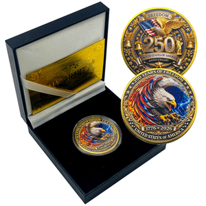 Moneda Conmemorativa del 250 Aniversario de EE. UU. 1776-2026, Bañada en Oro, Moneda Patriótica Coleccionable, Recuerdo de la Libertad Americana - Product Image 4
