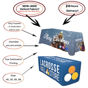 Manteles elásticos personalizados con logo impreso para ferias comerciales de 4, 5, 6 y 8 pies, cubiertas de mesa ajustables, manteles publicitarios, caminos de mesa. - Product Image 4