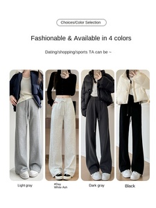 <span class=keywords><strong>Pantaloni</strong></span> <span class=keywords><strong>sportivi</strong></span> americani Casual da <span class=keywords><strong>donna</strong></span> autunno inverno nuovi <span class=keywords><strong>pantaloni</strong></span> della tuta larghi dritti a gamba larga a metà pigra foderata in pile - Product Image 2
