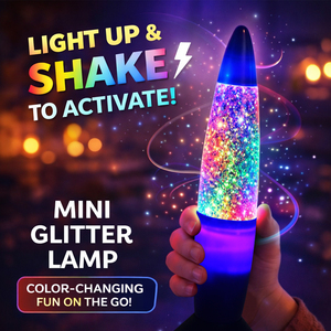 Lampada Lava con Glitter, Luce Notturna Sensoriale Dinamica, Lampada da Tavolo a Batteria, Mini Luce LED Moderna a Forma di Razzo - Product Image 2