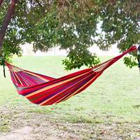 Hamac de camping extérieur avec poteau en bois, support incurvé anti-basculement, toile, pour une ou deux personnes, capacité maximale 300 kg, inclus