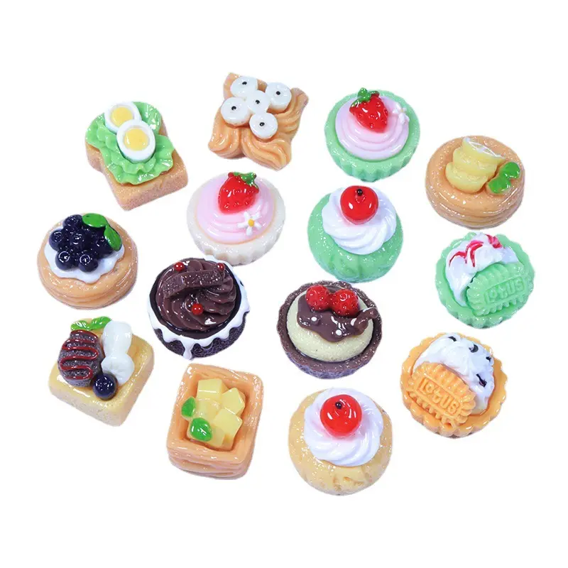 樹脂カボションデザート飾り3Dミニチュアフルーツカップケーキプディングケーキデザイン