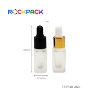 Flacon compte-gouttes en verre pour huile essentielle miniature personnalisé de 3 ml avec bouchon doré