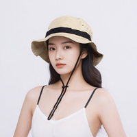 Chapeau Bob Yama Style Bicolore avec Cordon de Serrage, Chapeau de Soleil Respirant pour Randonnée en Plein Air, Style Gorpcore, Casquette de Camping