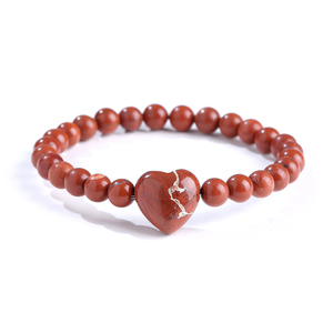 Bracciale all'ingrosso in pietra naturale a forma di cuore con foro orizzontale, ossidiana argentata, <span class=keywords><strong>amazzonite</strong></span>, <span class=keywords><strong>gioielli</strong></span> in cristallo per donna, regali all'ingrosso - Product Image 5