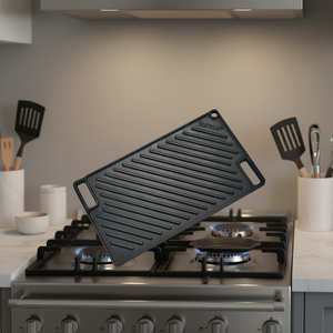 Vevor <b>Cast</b> Iron Griddle Grill <b>Pan</b> 17 Inch Reversible Double Handle Non Stick For Gas Induction Cooker - Product Image 2