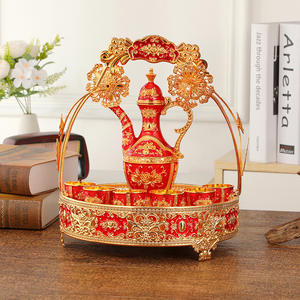 Ensemble de verres à vin en alliage d'<span class=keywords><strong>or</strong></span> vintage de luxe avec plateau, style arabe, décoration de <span class=keywords><strong>table</strong></span> haut de gamme pour la maison, le bureau, les mariages - Product Image 5