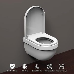 <span class=keywords><strong>Tapa</strong></span> de inodoro Tamaño <span class=keywords><strong>universal</strong></span> antibacteriano con función de liberación rápida Mecanismo de cierre suave Bisagra de acero inoxidable ajustable - Product Image 2
