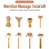 Ensemble de 8 outils de massage facial en bois, rouleau en bois naturel, masseur Gua Sha, relaxation, soin du corps, ensemble cadeau