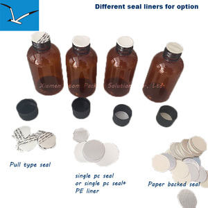 Fast Delivery <strong>Black</strong> 20 410 Ribbed Plastic PP Screw Cap Skirt Lid with Peel Induction <strong>Seals</strong> for PE and PET Bottles - Product Image 2