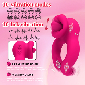 10-frequentie tongvormige vibrator met vibratievertraging en vergrendelingsfunctie, spermaring, medische siliconen cockring voor mannelijke masturbatie - Product Image 4